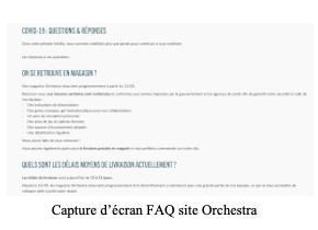 capture d'écran FAQ service client orchestra