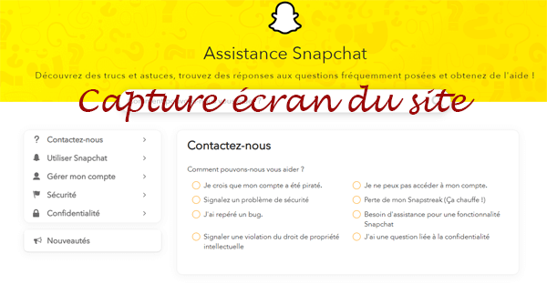 Contacter le support Snapchat et déposer une plainte par email.